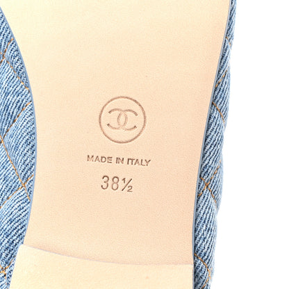 Chanel Denim Quilted CC Cap Toe Ballerina Flats 38.5 Light Blue 7 of 10