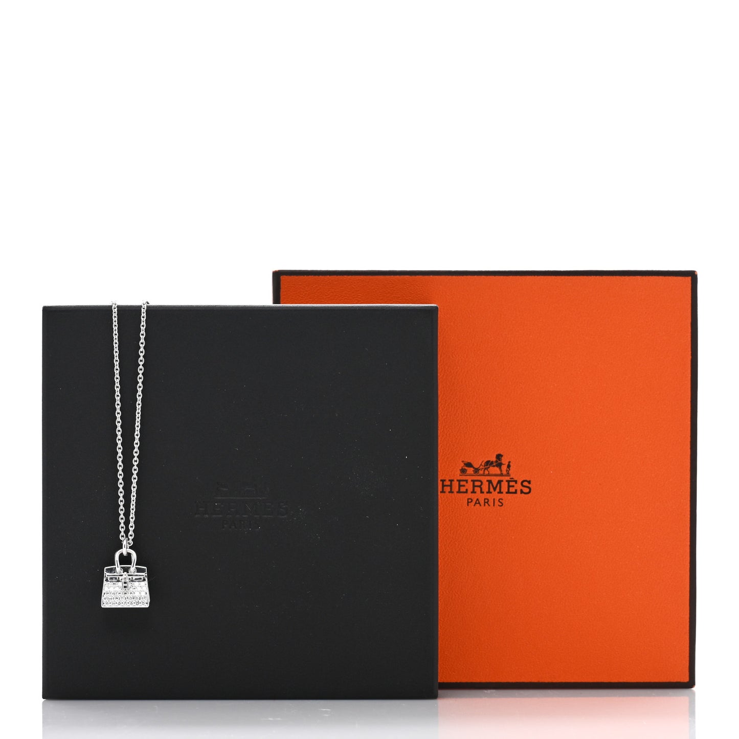 18K White Gold Diamond Birkin Amulette Pendant Necklace