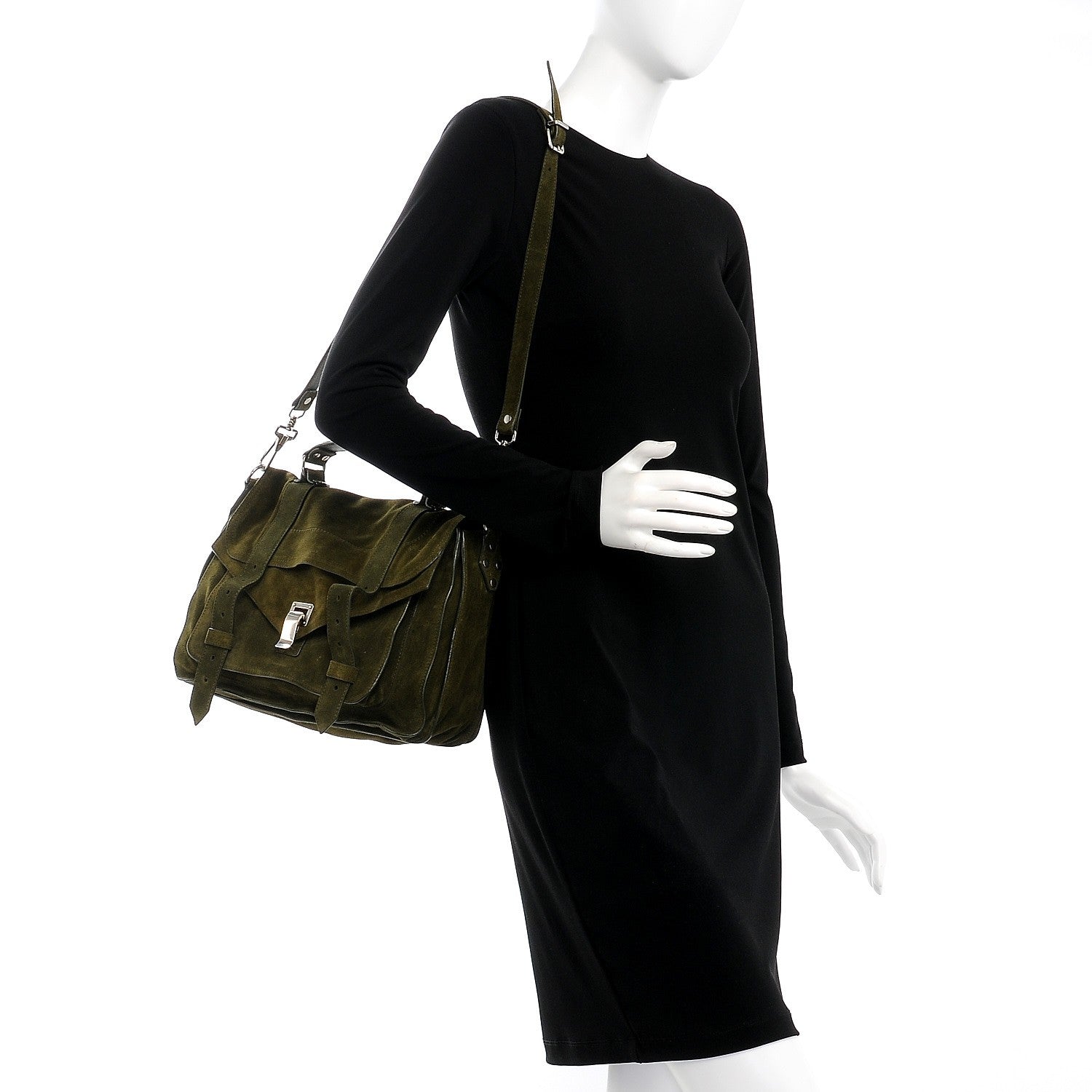 Proenza Schouler Suede PS1 Medium Satchel Olive 2 of 7