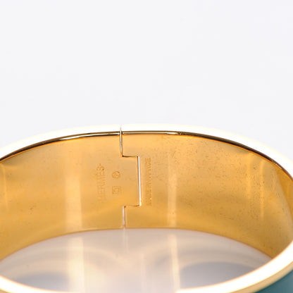 Hermes Enamel Wide Clic Clac H Bracelet PM Malachite 4 of 5