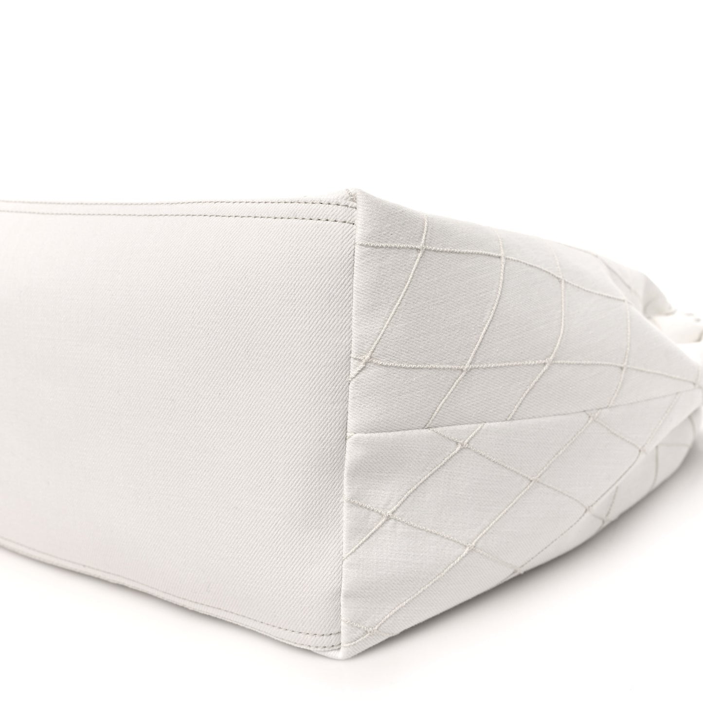 Denim Calfskin Quilted Coco Beach Small Shopping Tote White Black