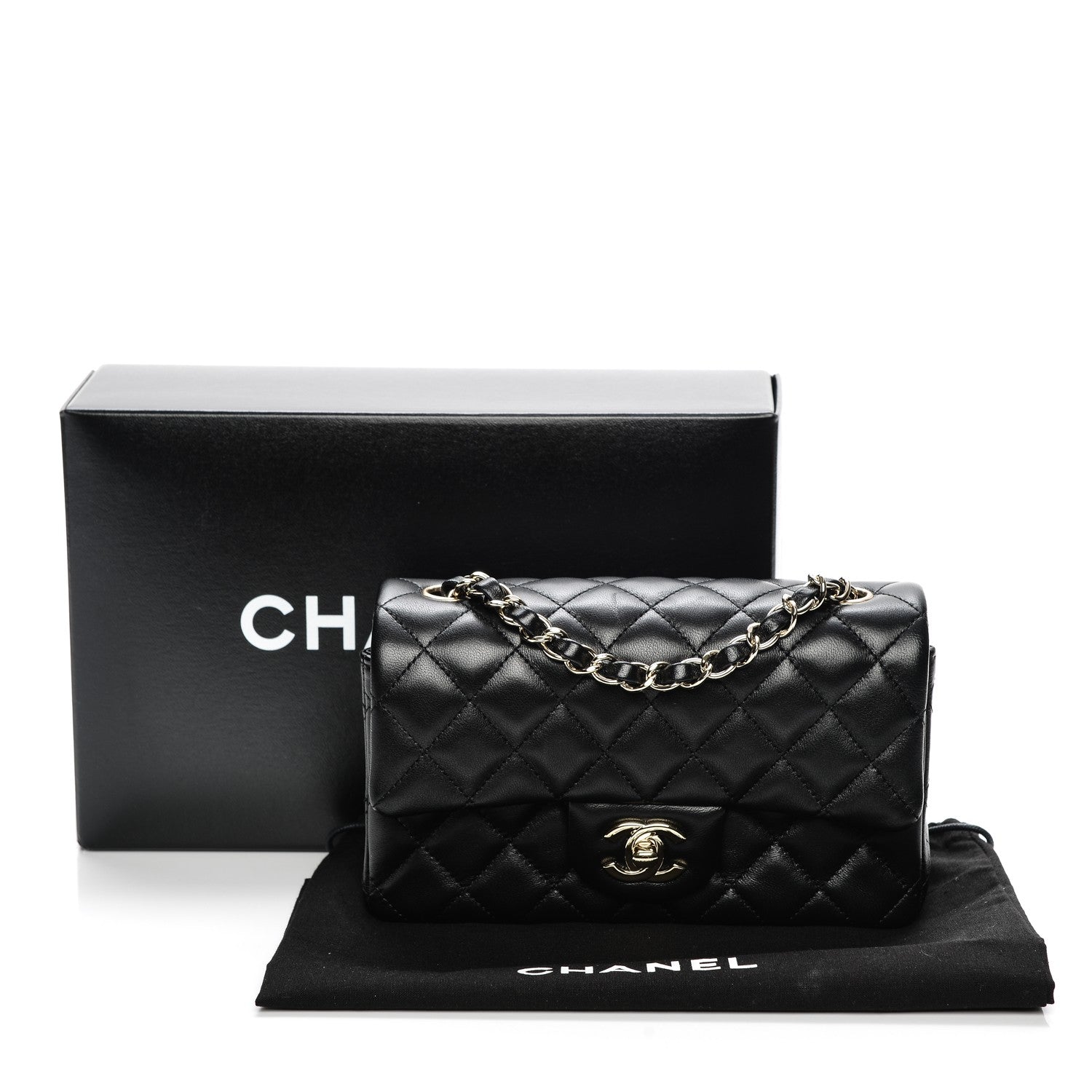 Chanel Lambskin Quilted Mini Rectangular Flap Black 8 of 8