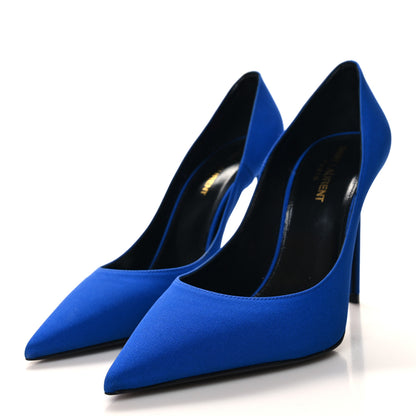 Saint Laurent Crepe Satin Zoe 105 Pump 38.5 Picasso Blue 3 of 9