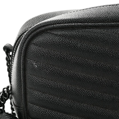 Saint Laurent Grain De Poudre Matelasse Monochrome Monogram Mini Lou Camera Bag Black 11 of 12