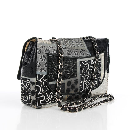 Chanel Tweed Patchwork Jumbo Single Flap Black 3 of 6