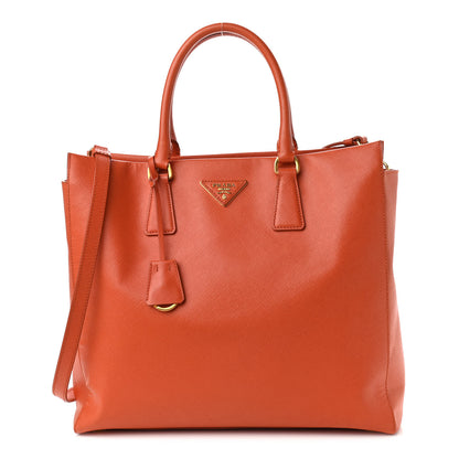 Prada Saffiano Lux Double Handle Shopping Tote Papaya 1 of 12