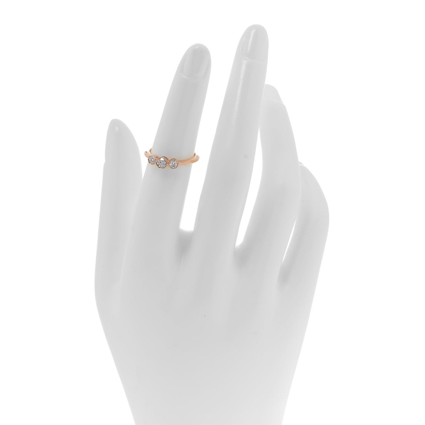 18K Rose Gold Diamond Three Stone Milgrain Ring 49 5