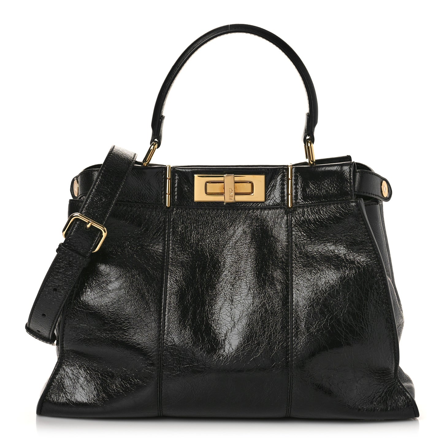 Agnello Old Shine Medium Peekaboo Iconic Satchel Black