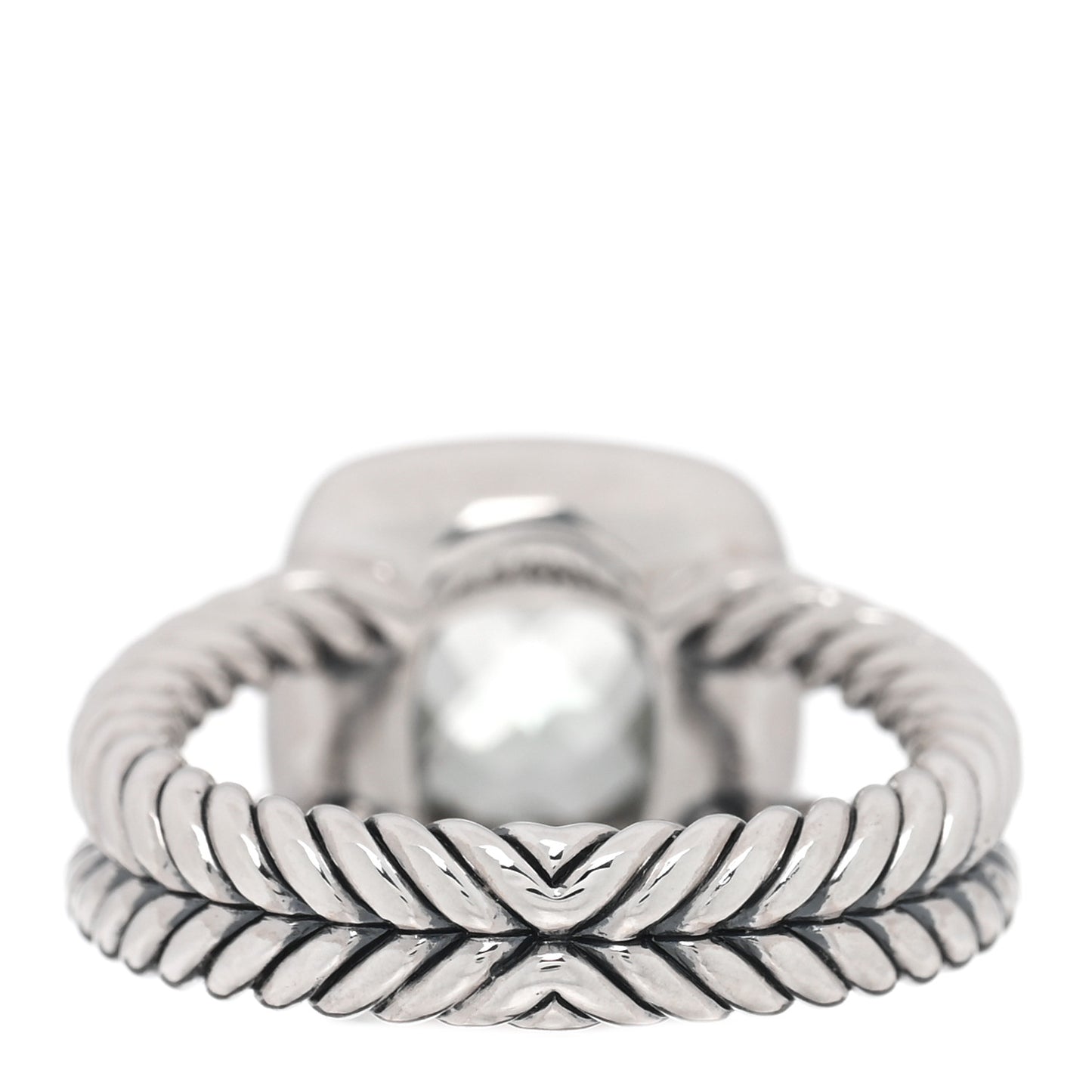 Sterling Silver Diamond Prasiolite 7mm Petite Albion Ring 50 5.25