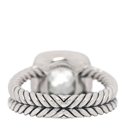 David Yurman Sterling Silver Diamond Prasiolite 7mm Petite Albion Ring 50 5.25 3 of 4