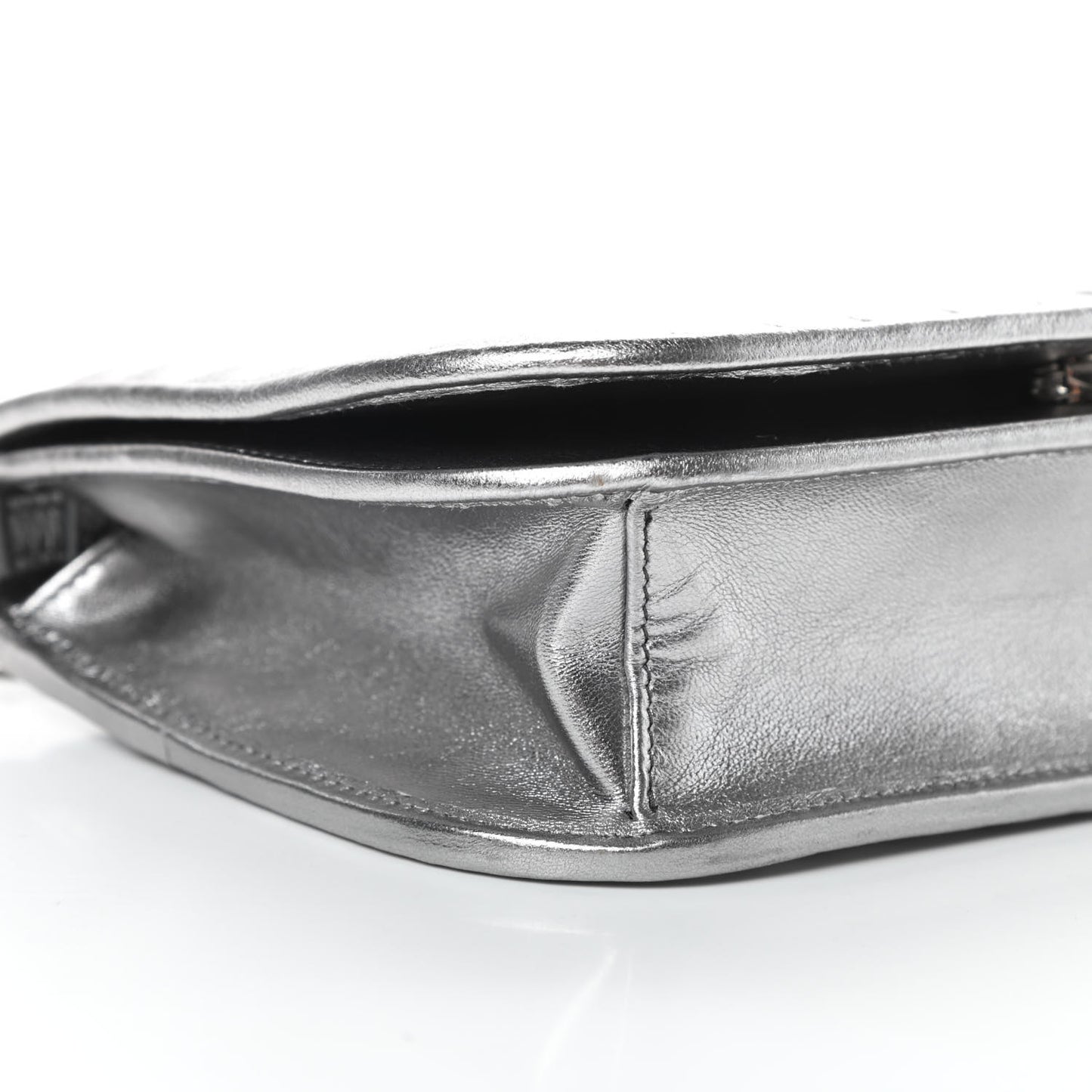 Metallic Nappa Impunture Small Diagramme Crossbody Bag Cromo