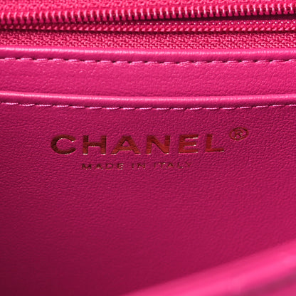Chanel Lambskin Quilted Mini Top Handle Rectangular Flap Fuchsia 6 of 11