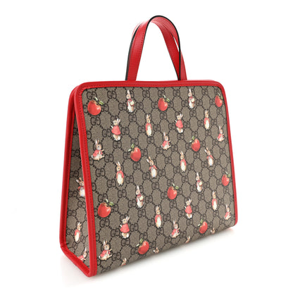 Gucci X Peter Rabbit GG Supreme Monogram Rabbit Apple Childrens Tote Beige Ebony Multicolor Bright Hibiscus 3 of 11