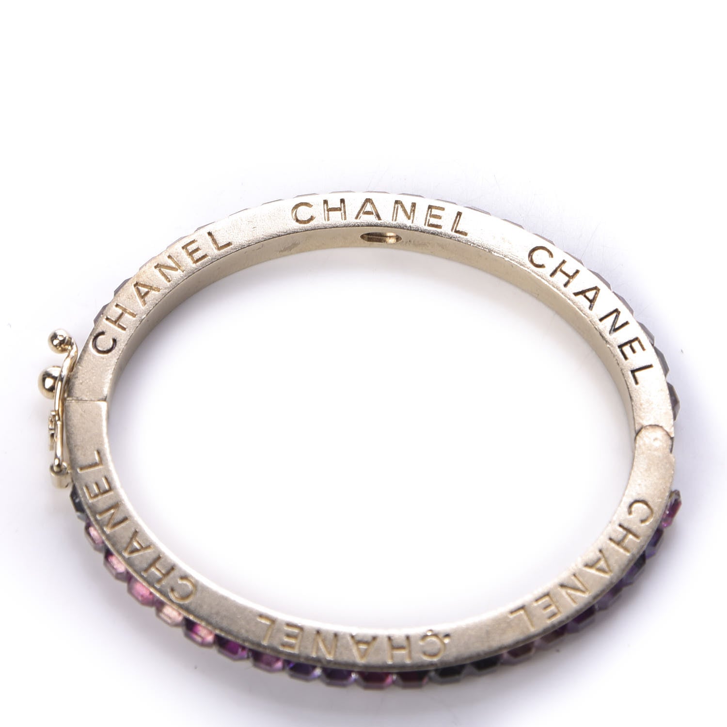 Chanel Crystal Logo Bracelet Gold Purple 4 of 6