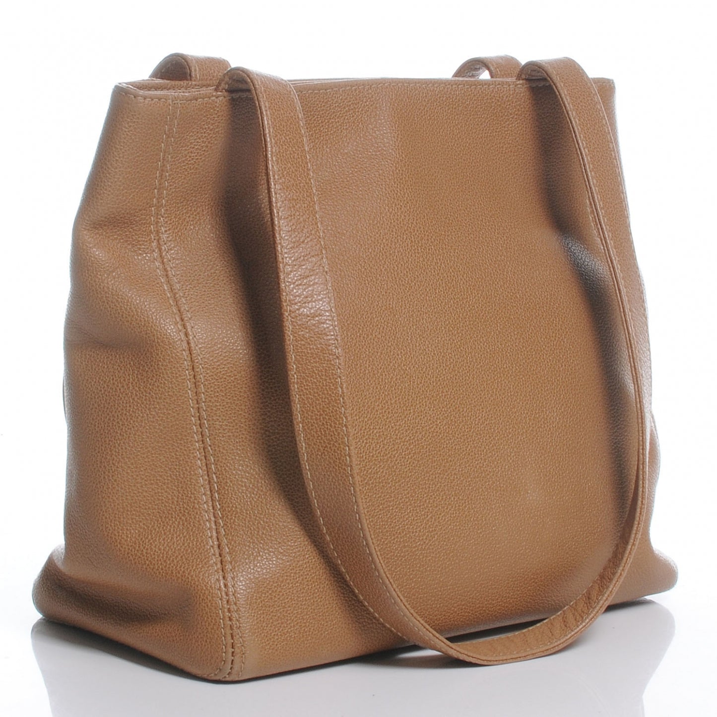 Calfskin CC Shoulder Bag Dark Beige