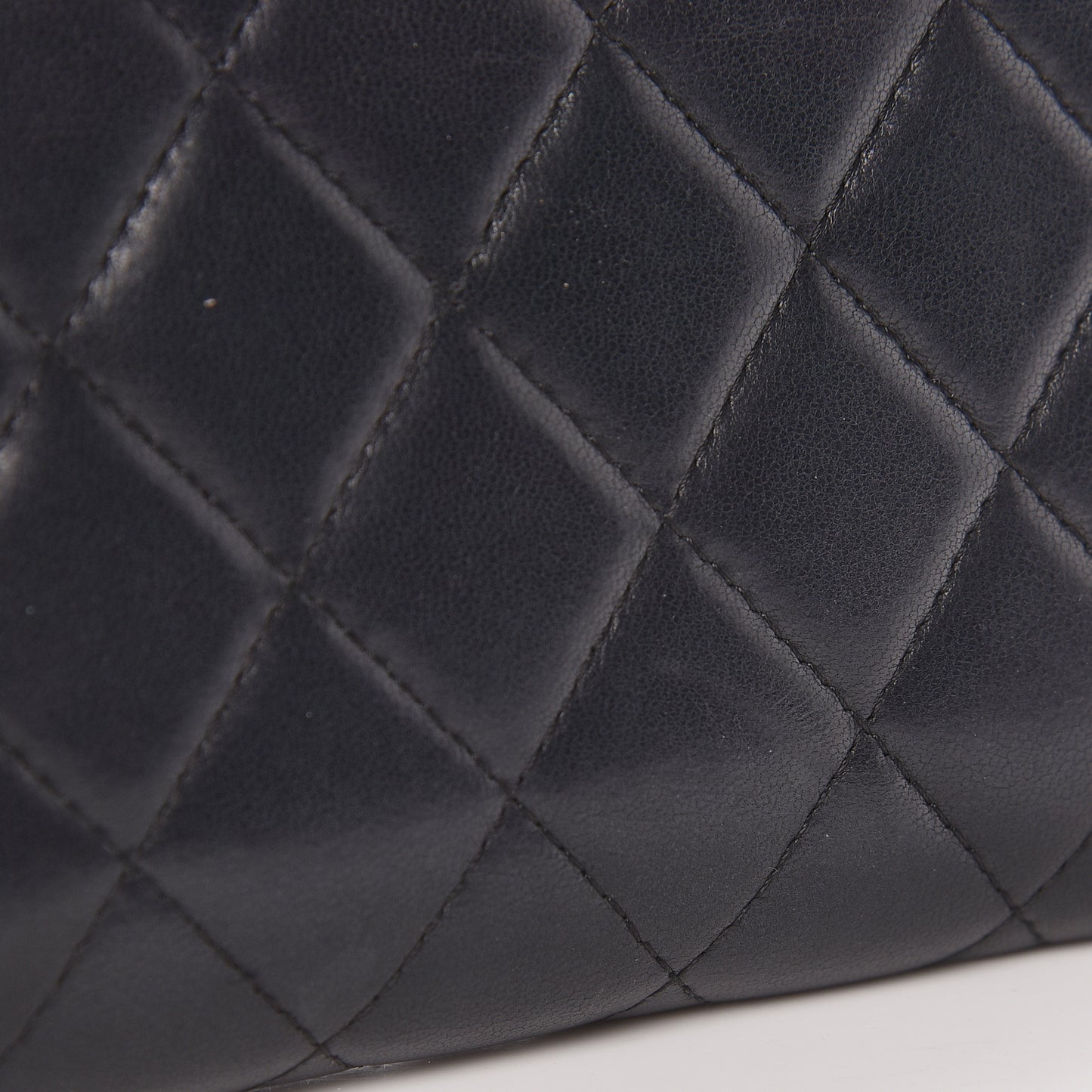 Lambskin Quilted Large Gusset Flap Wallet Black