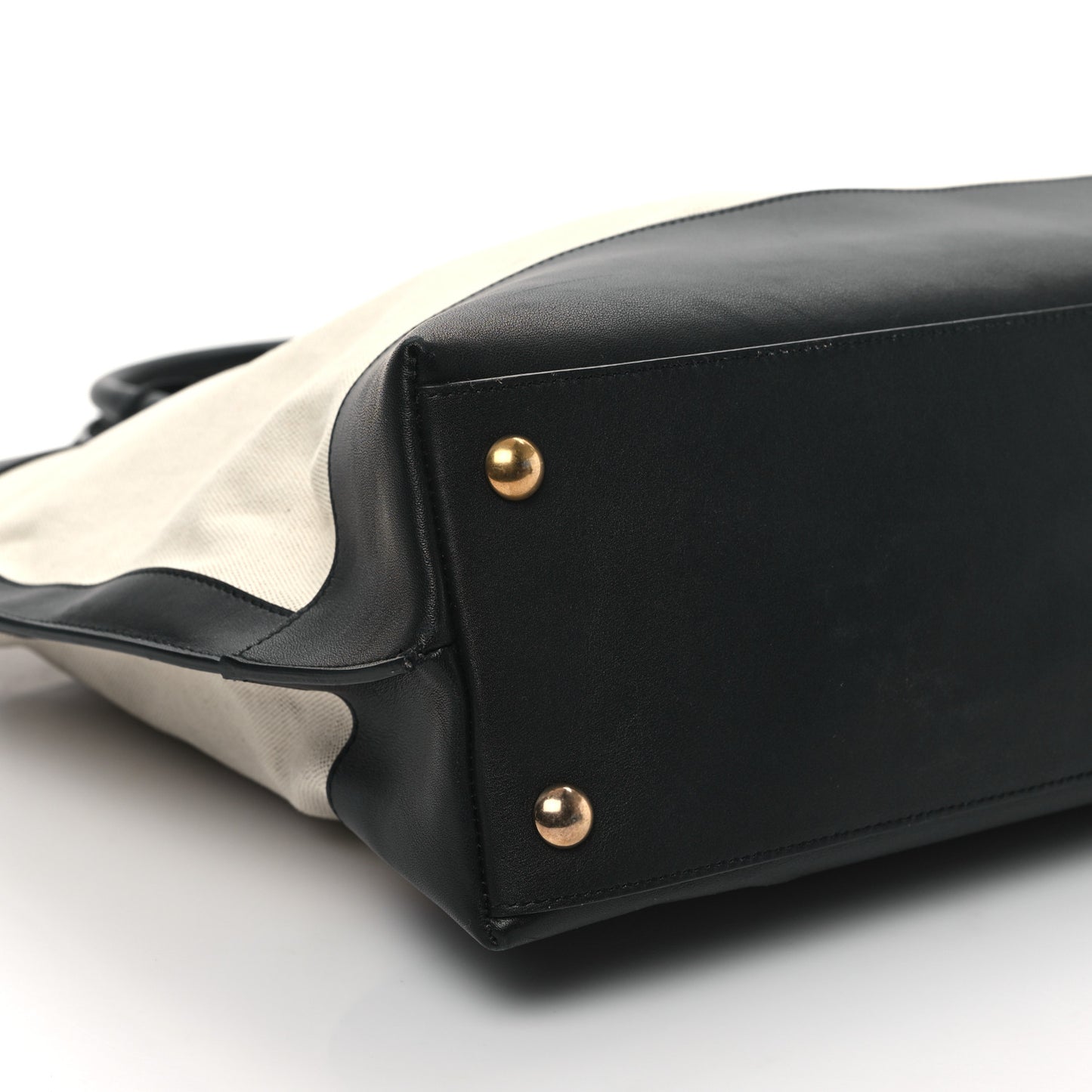 Calfskin Linen Two Tone Cabas Tote Black