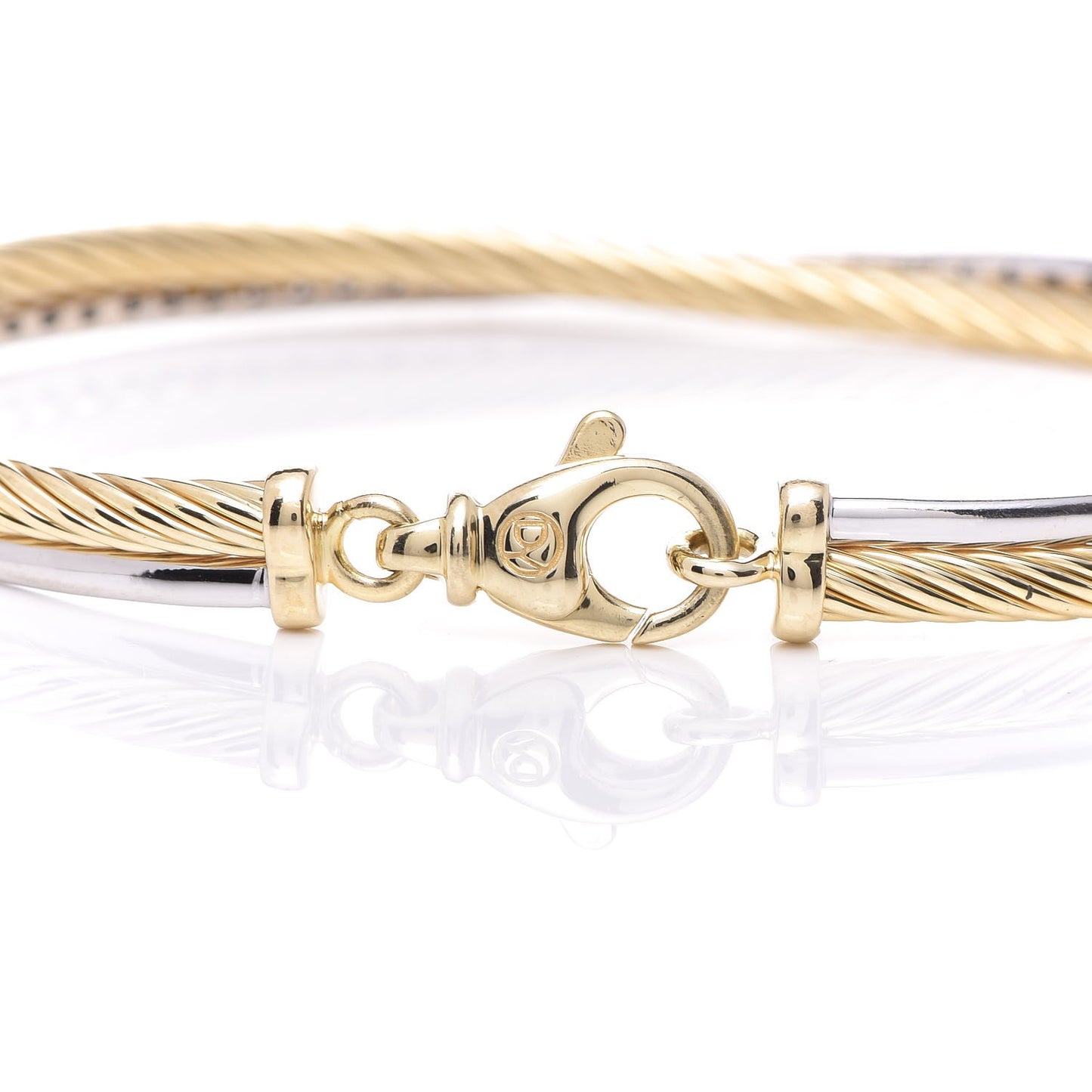 18K White Yellow Gold Diamond Crossover Bracelet