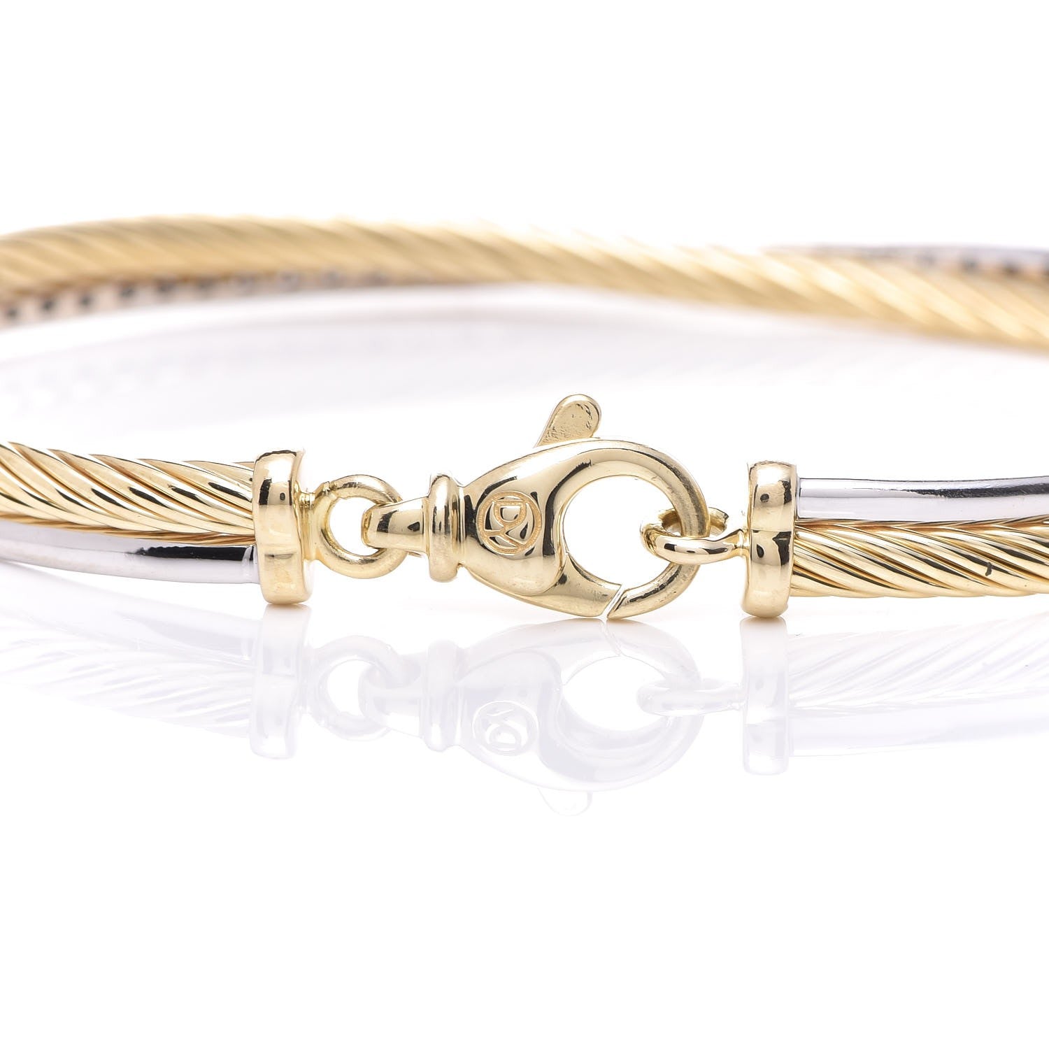 David Yurman 18K White Yellow Gold Diamond Crossover Bracelet 4 of 6