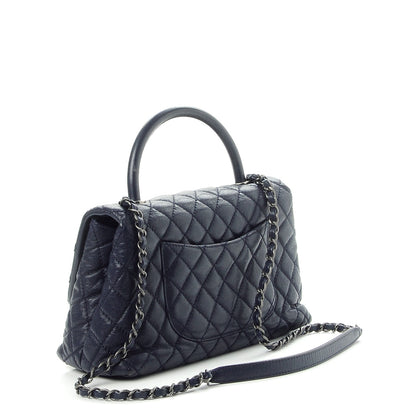 Chanel Caviar Quilted Small Coco Handle Flap Navy 3 of 10