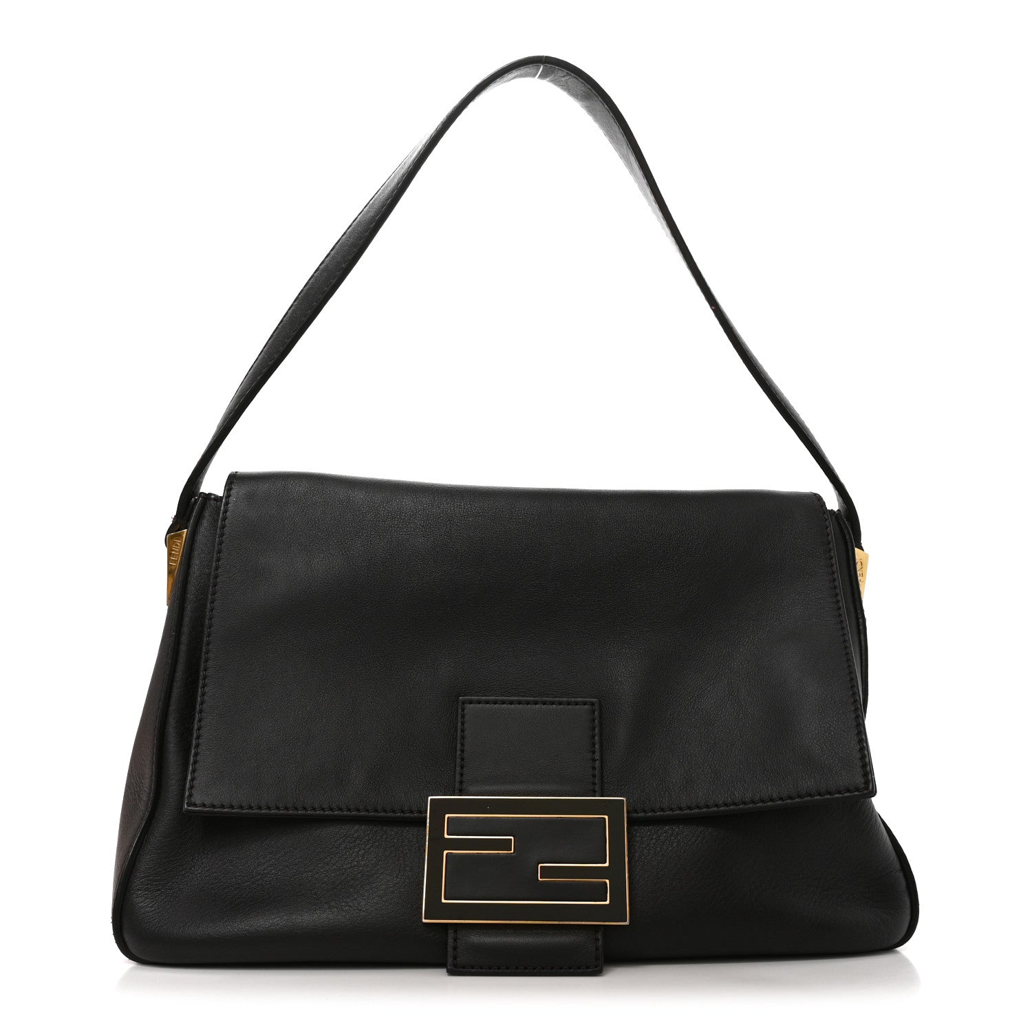 Fendi Vitello Flamingo Enamel Big Forever Mama Baguette Dark Brown 1 of 9