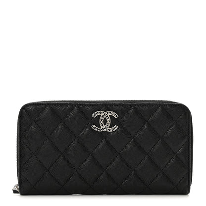 Chanel Caviar Quilted CC Logo Long Zipped Wallet Black 1 of 11