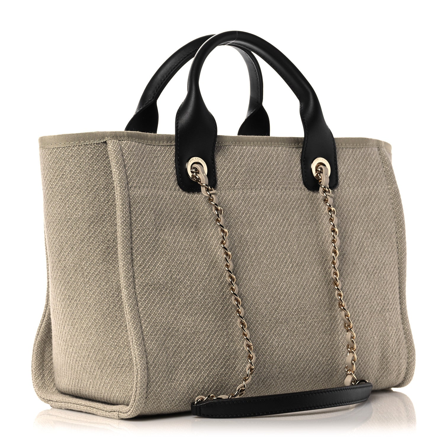 Chanel Mixed Fibers Small Deauville Tote Beige Black 4 of 11