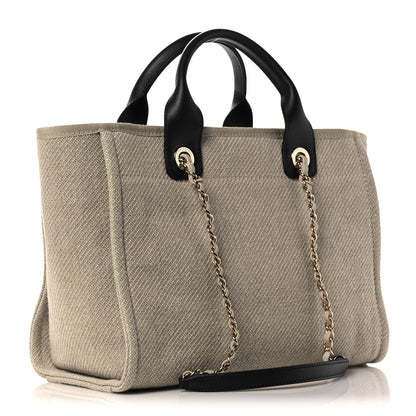 Chanel Mixed Fibers Small Deauville Tote Beige Black 4 of 11