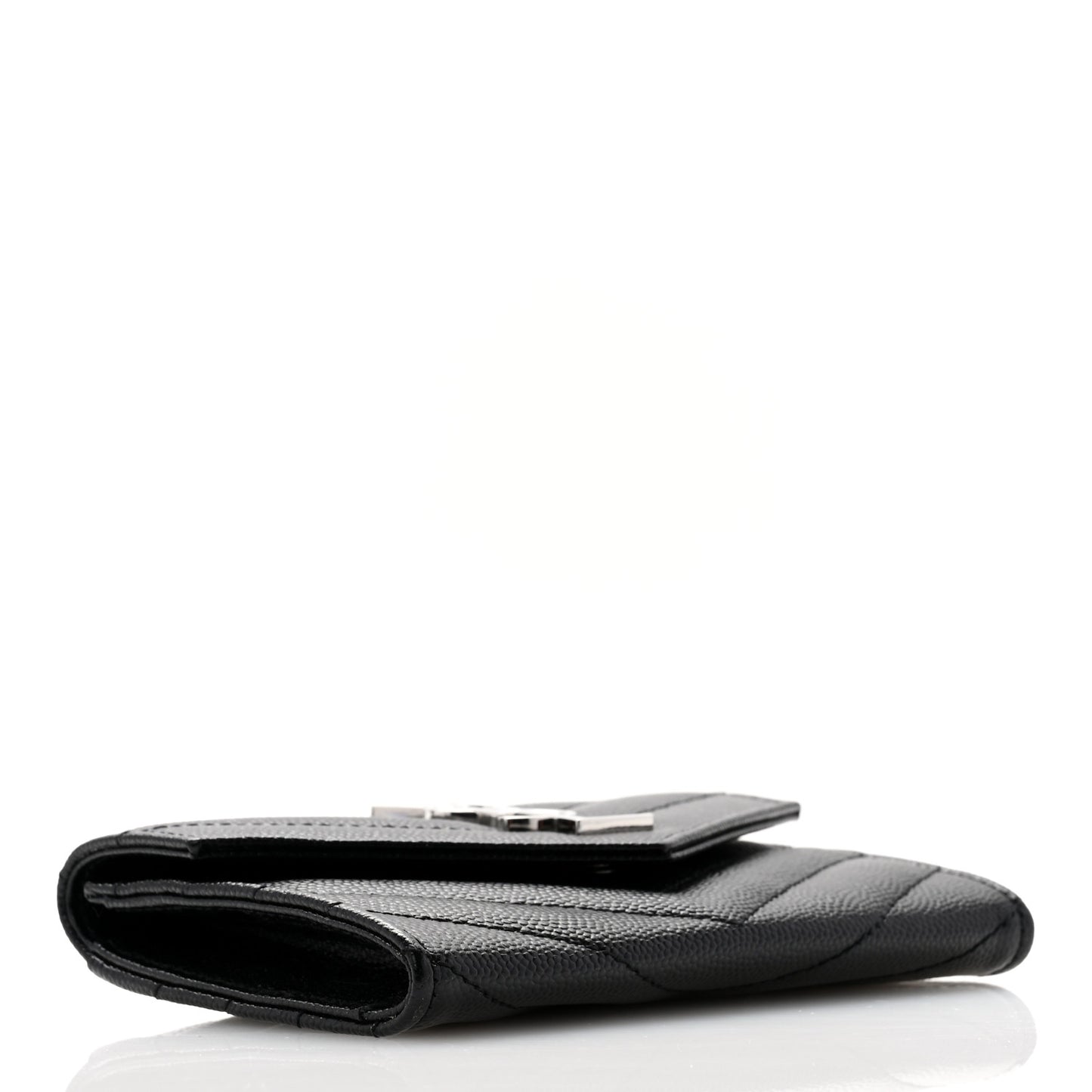 Grain De Poudre Matelasse Chevron Small Monogram Envelope Wallet Black