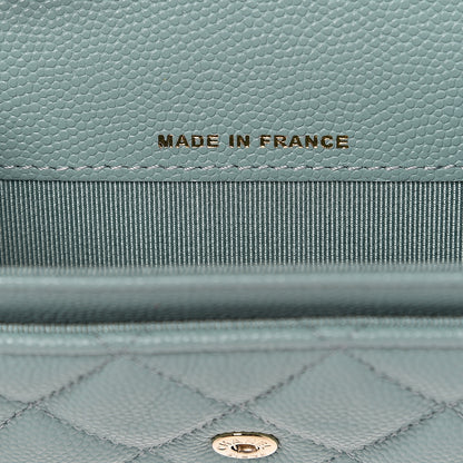 Chanel Iridescent Caviar Quilted Flap Card Holder Wallet Light Blue 6 of 8