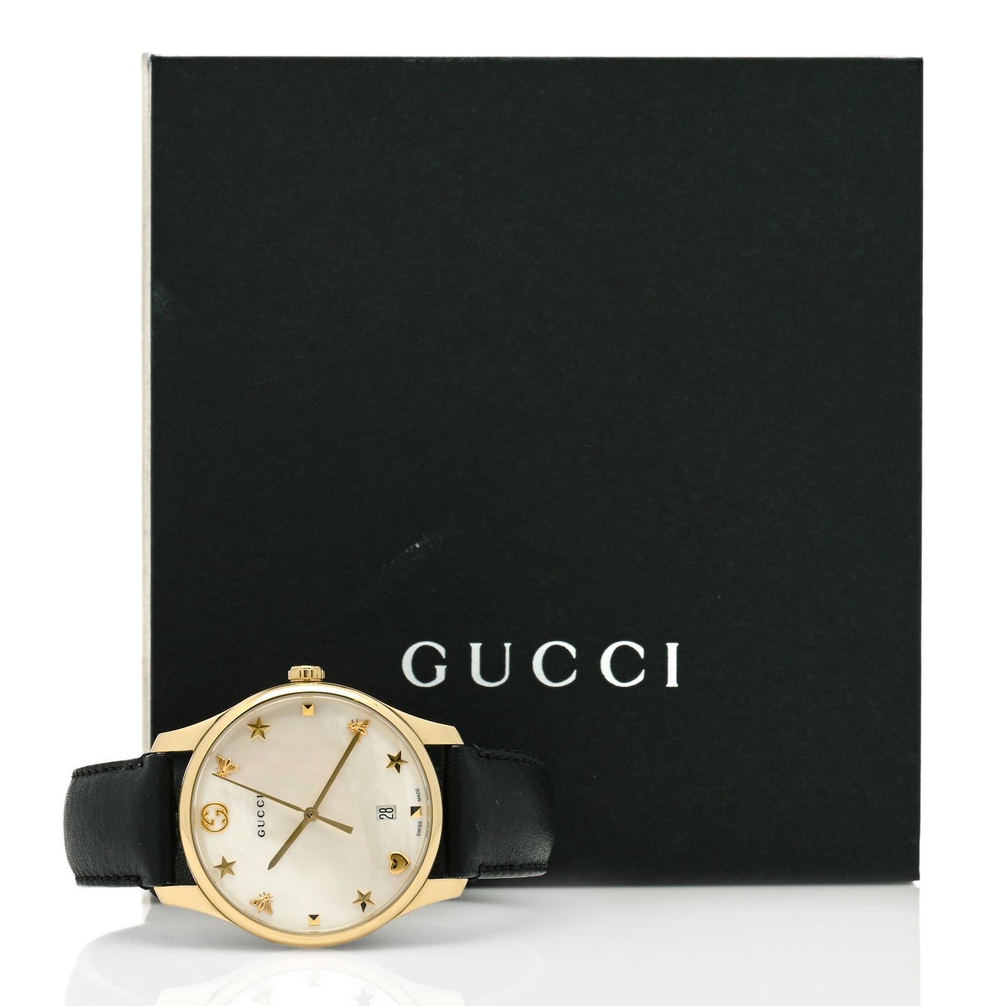Stainless Steel Calfskin Mother of Pearl 36mm G-Timeless Charm Quartz Watch