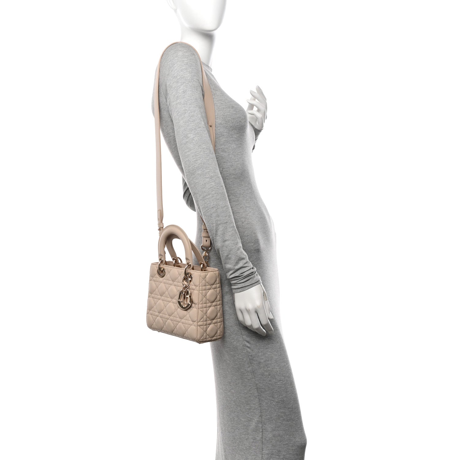 Christian Dior Lambskin Cannage Small My ABCDior Lady Dior Beige 2 of 11