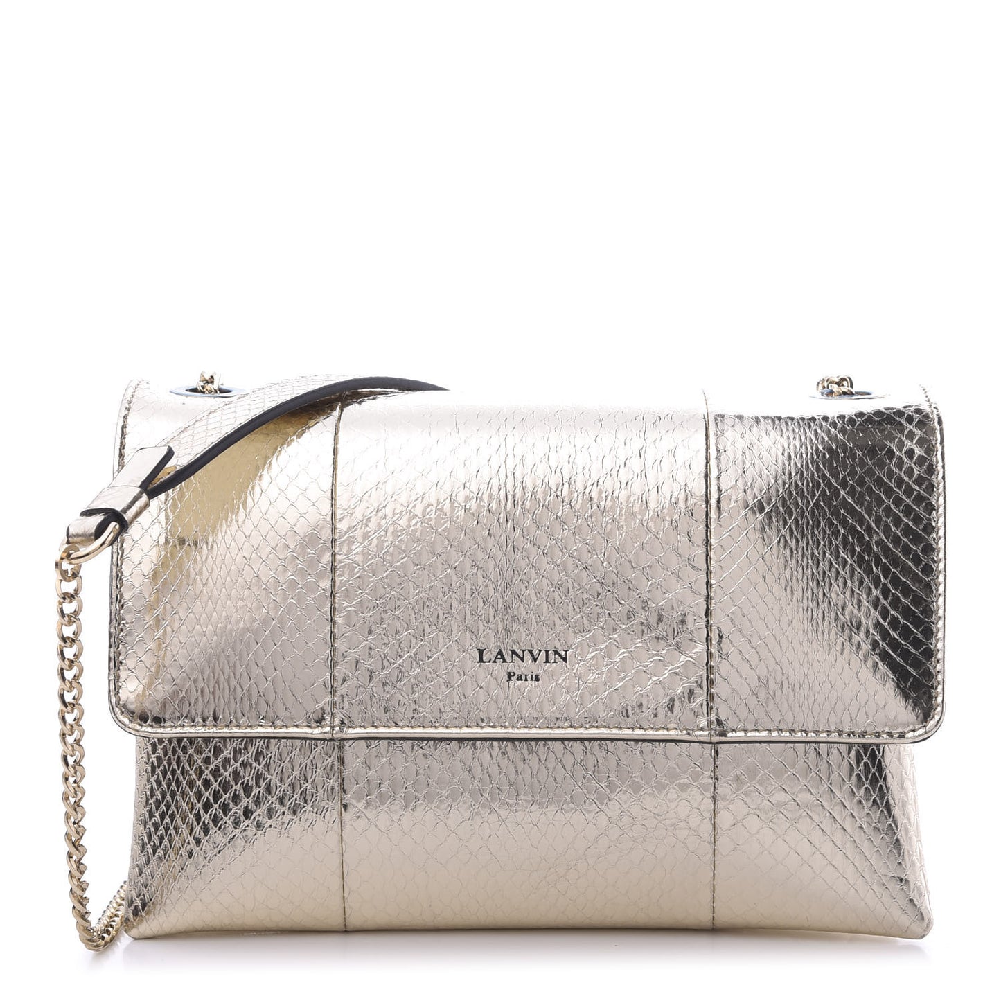 Metallic Snakeskin Mini Sugar Flap Shoulder Bag Gold