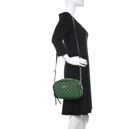 Gucci Monogram Multicolor Matelasse Diagonal Small GG Marmont Chain Shoulder Bag Green Blue 2 of 11
