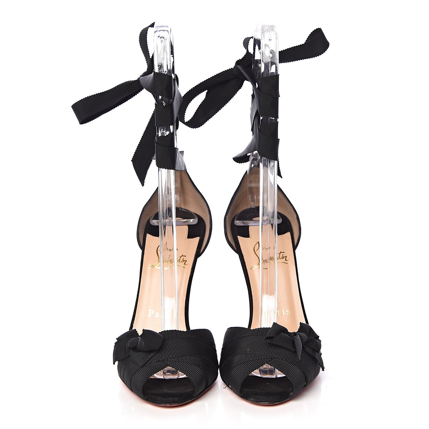 Christian Louboutin Grosgrain Suede Christeriva 100 Sandals 36.5 Black 2 of 13