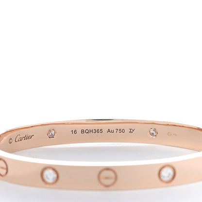 Cartier 18K Pink Gold 4 Diamond LOVE Bracelet 16 4 of 6