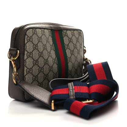 Gucci GG Supreme Monogram Textured Dollar Calfskin Web Ophidia Wristlet Shoulder Bag Beige Ebony New Acero 3 of 11