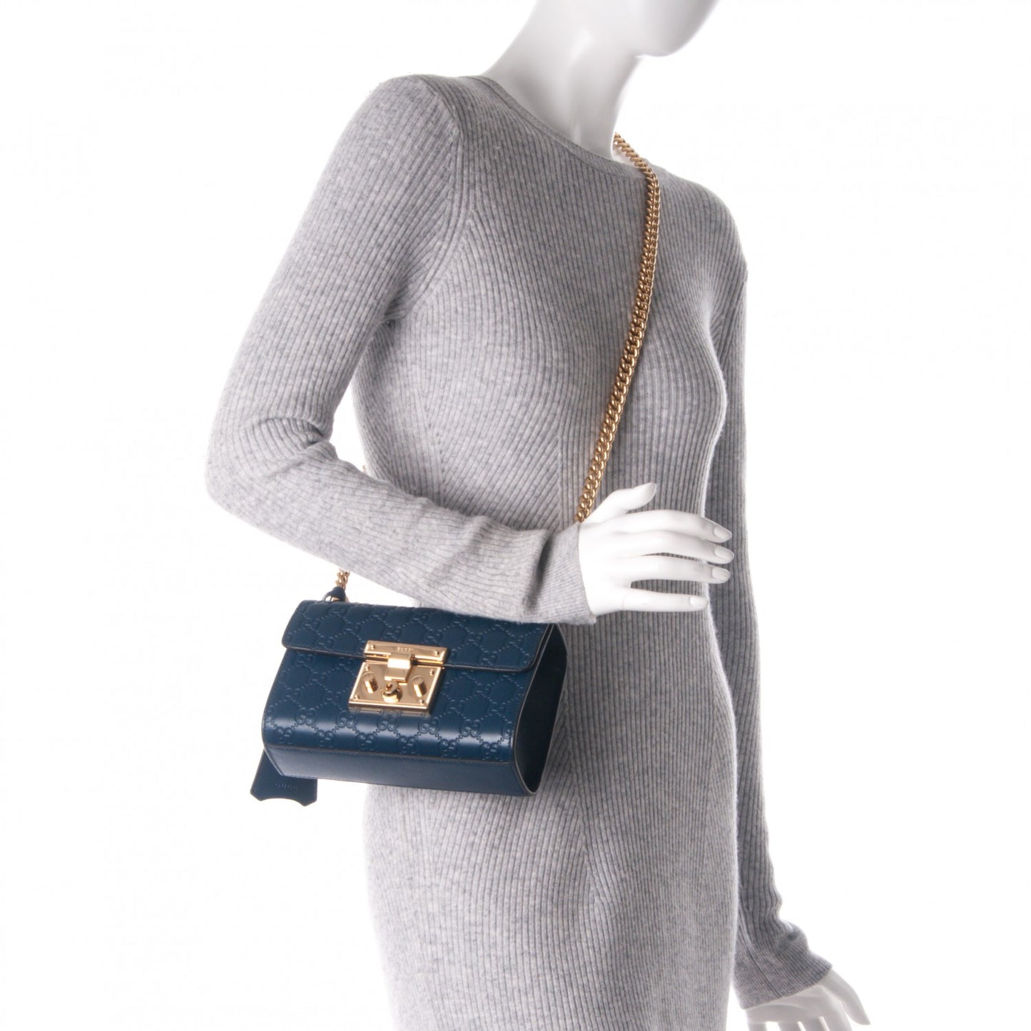 Guccissima Small Padlock Shoulder Bag Blue Agata