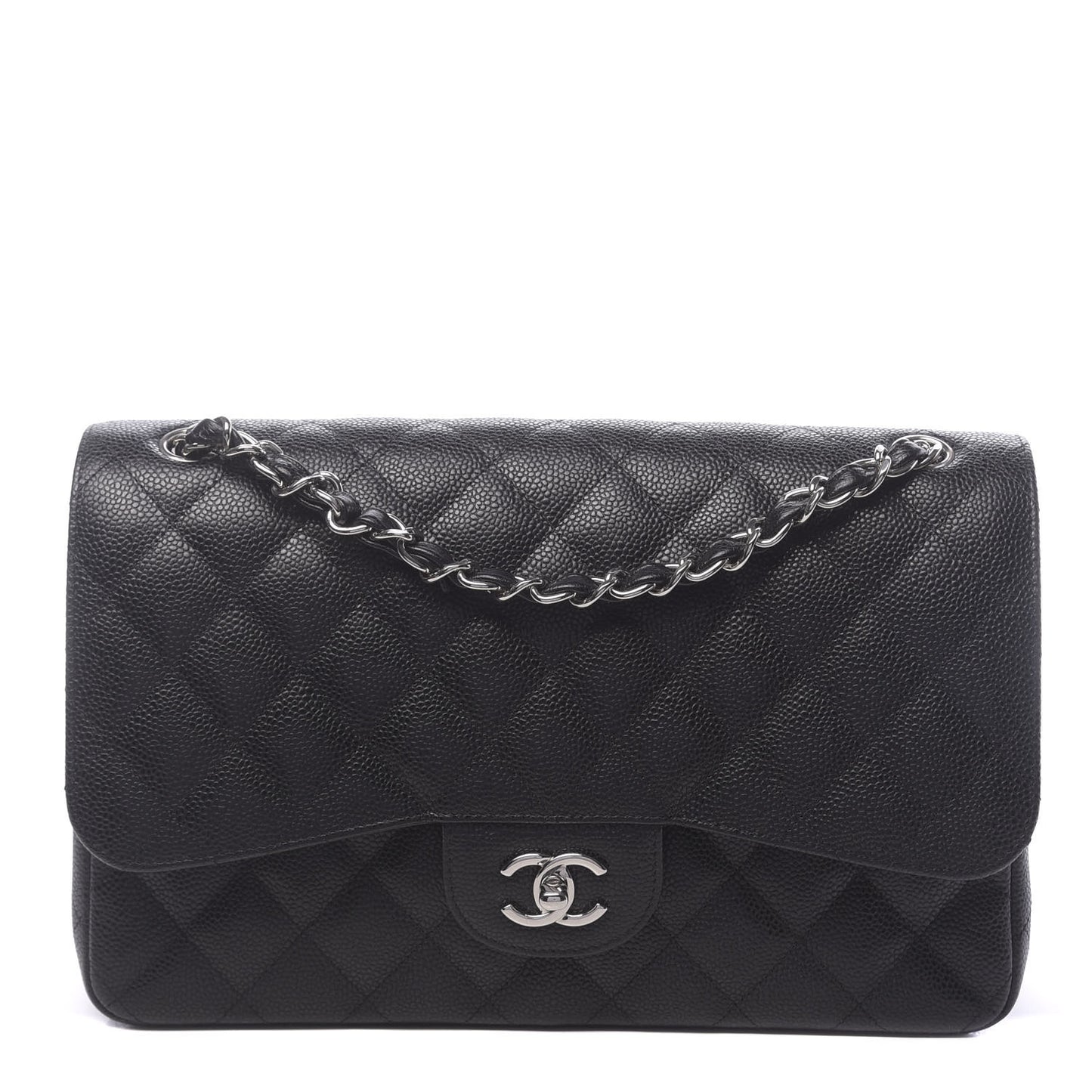Caviar Quilted Jumbo Double Flap Black