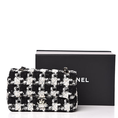 Chanel Tweed Quilted Mini Rectangular Flap Black Ecru White 12 of 12