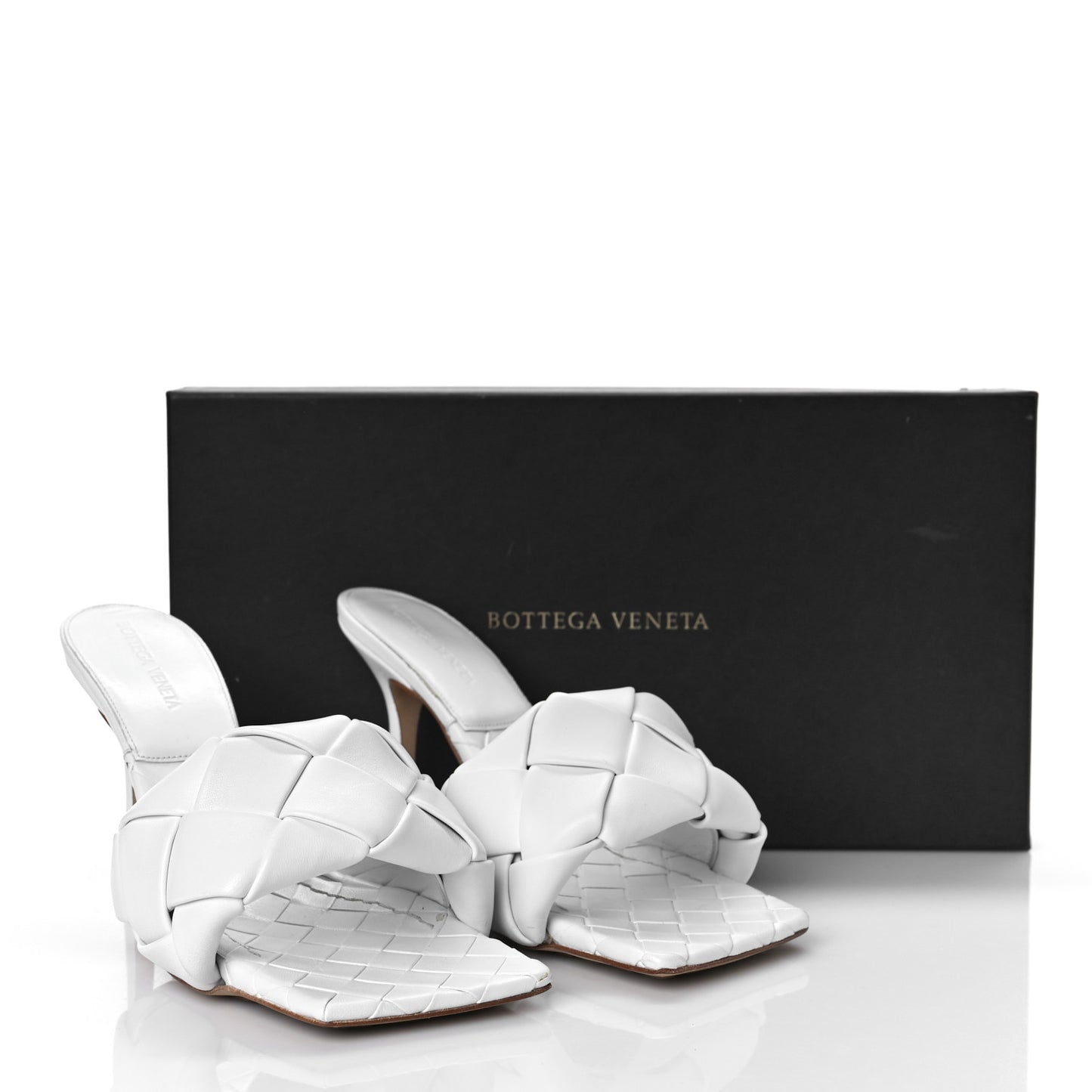 Nappa Maxi Intrecciato Lido Mule Sandals 39 Optic White