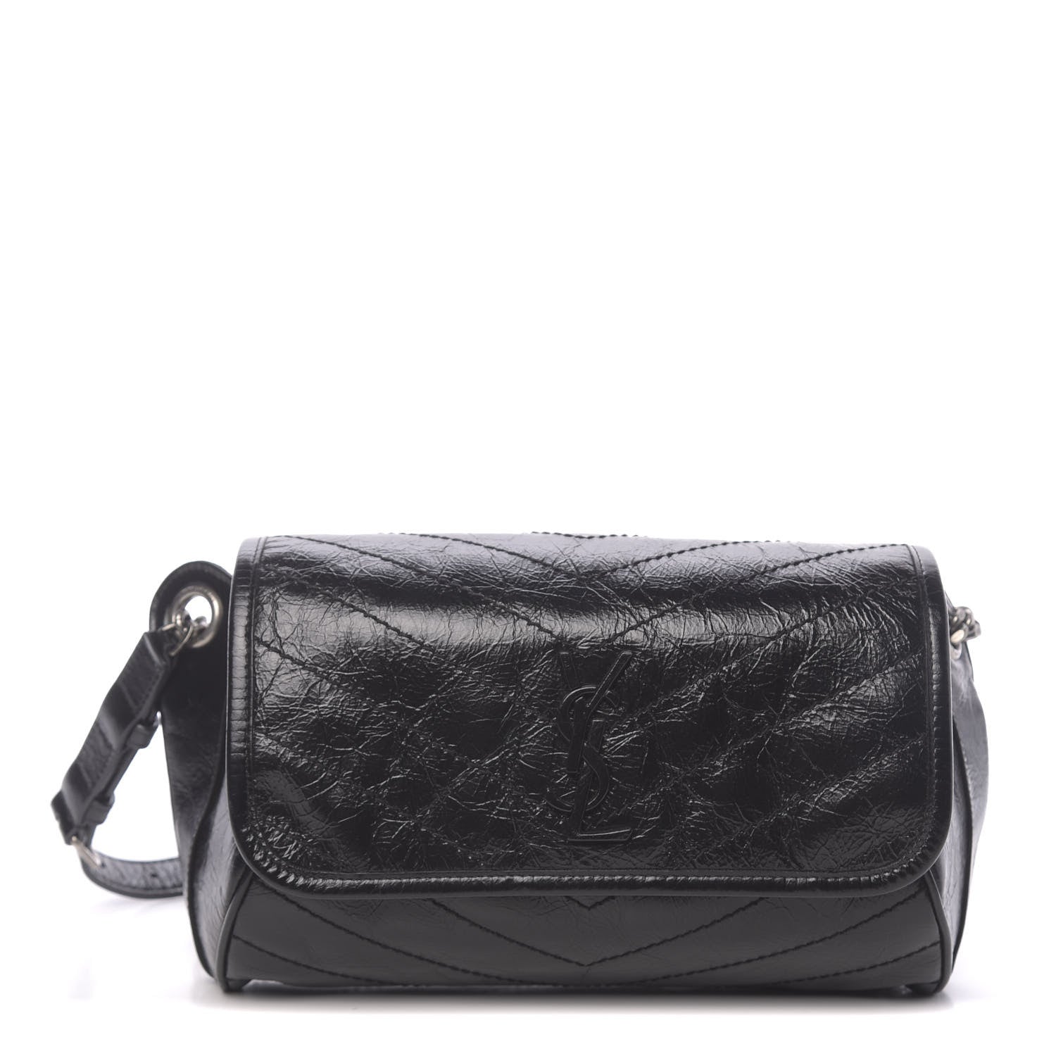 Saint Laurent Crinkled Calfskin Matelasse Monogram Niki Body Bag Black 1 of 9