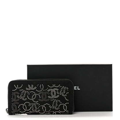 Chanel Canvas Studded CC Gusset Zip Around Wallet Black 12 of 12