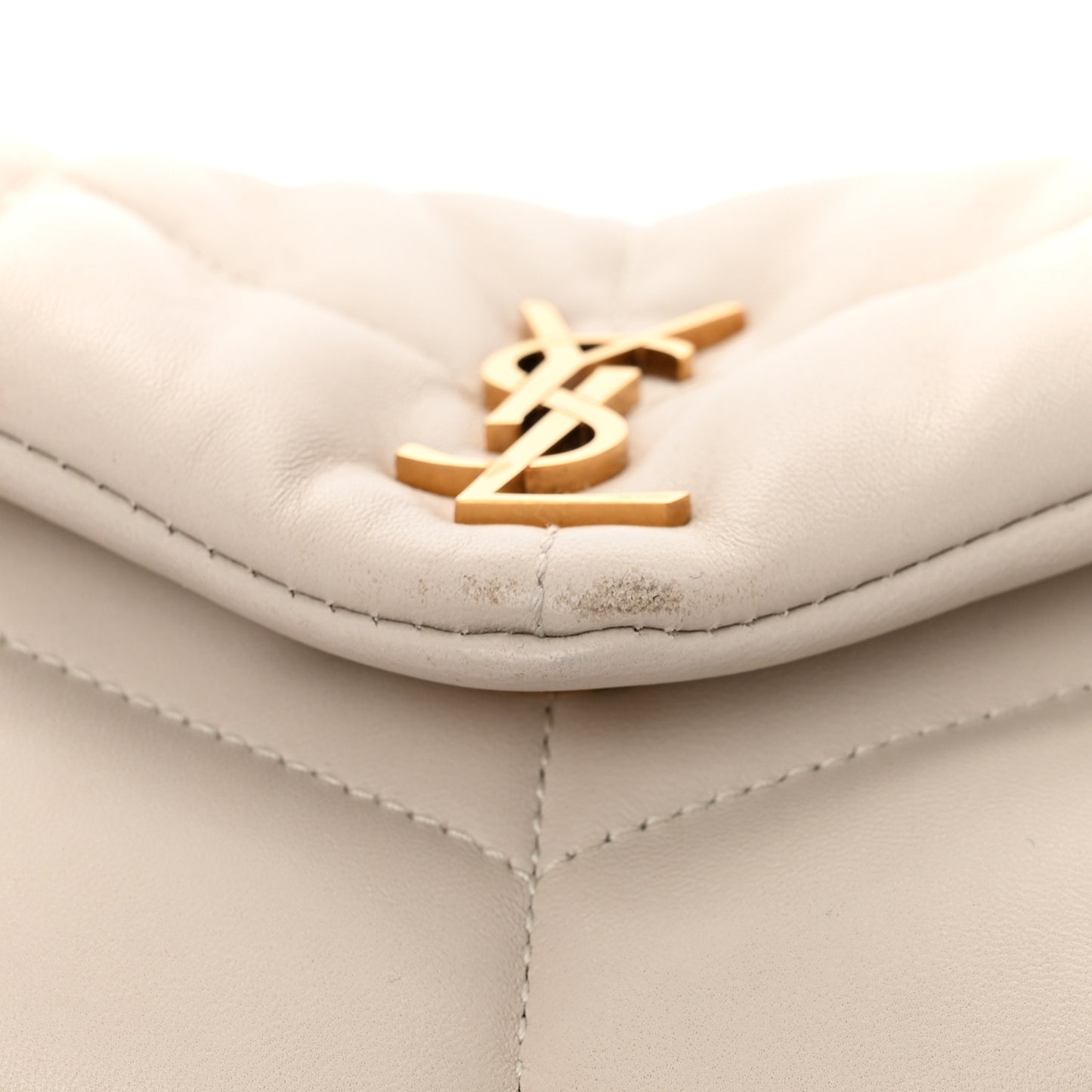 Lambskin Quilted Toy Loulou Puffer Monogram Chain Satchel Crema Soft