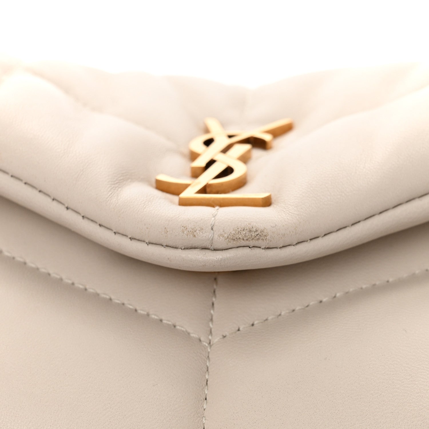 Saint Laurent Lambskin Quilted Toy Loulou Puffer Monogram Chain Satchel Crema Soft 13 of 14