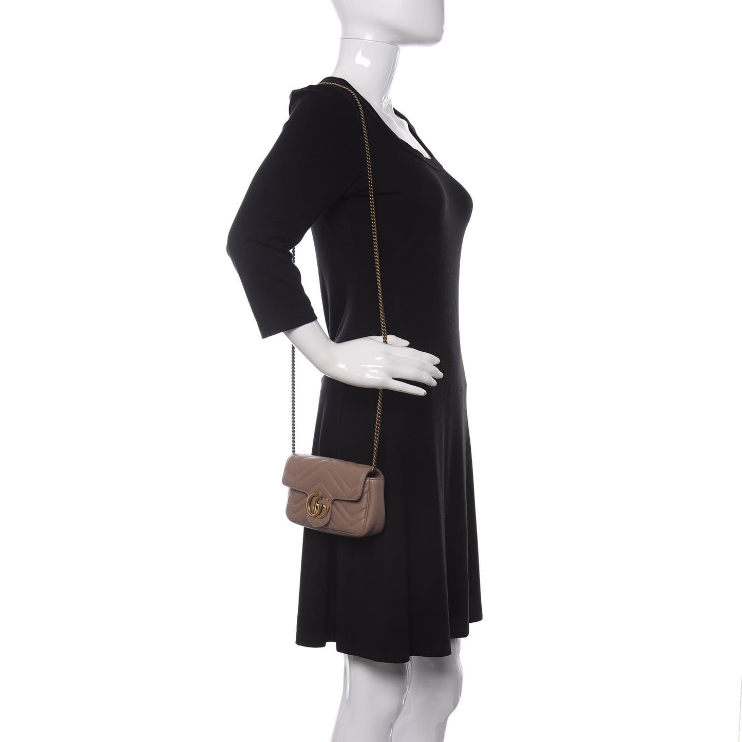Calfskin Matelasse Super Mini GG Marmont Shoulder Bag Porcelain Rose