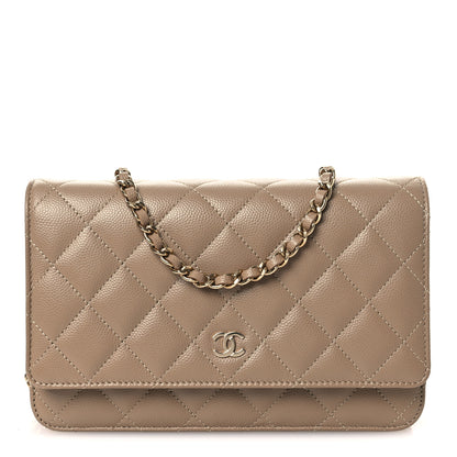Chanel Caviar Quilted Wallet on Chain WOC Dark Beige 1 of 12