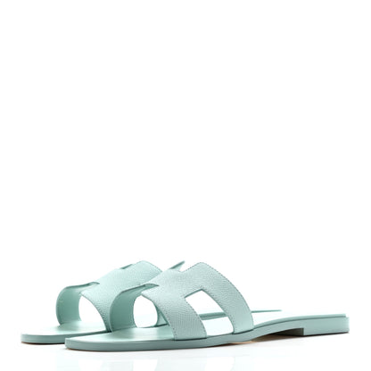 Hermes Epsom Oran Sandals 39.5 Vert Embrun 3 of 9