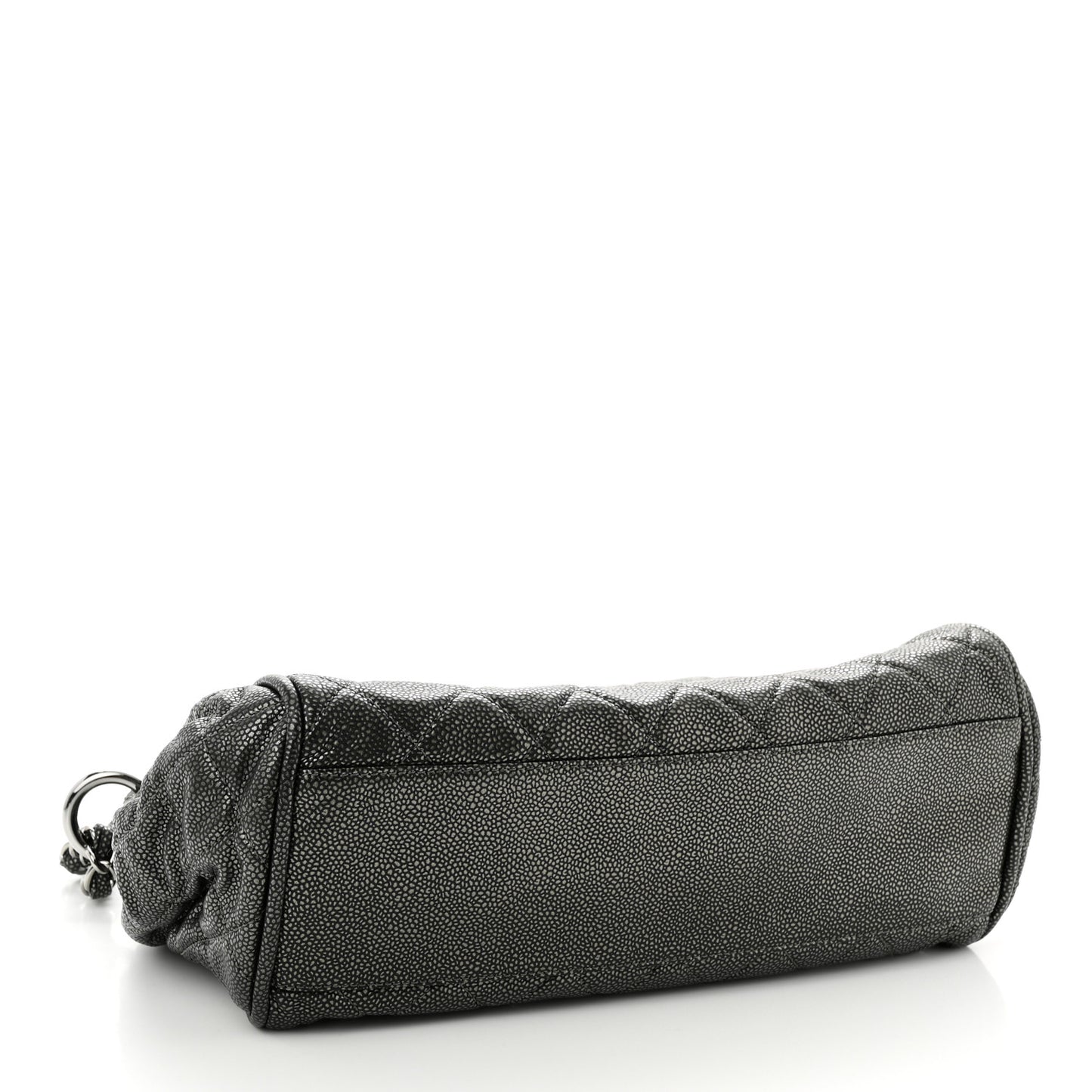 Metallic Caviar Quilted Timeless Accordion Flap Dark Silver
