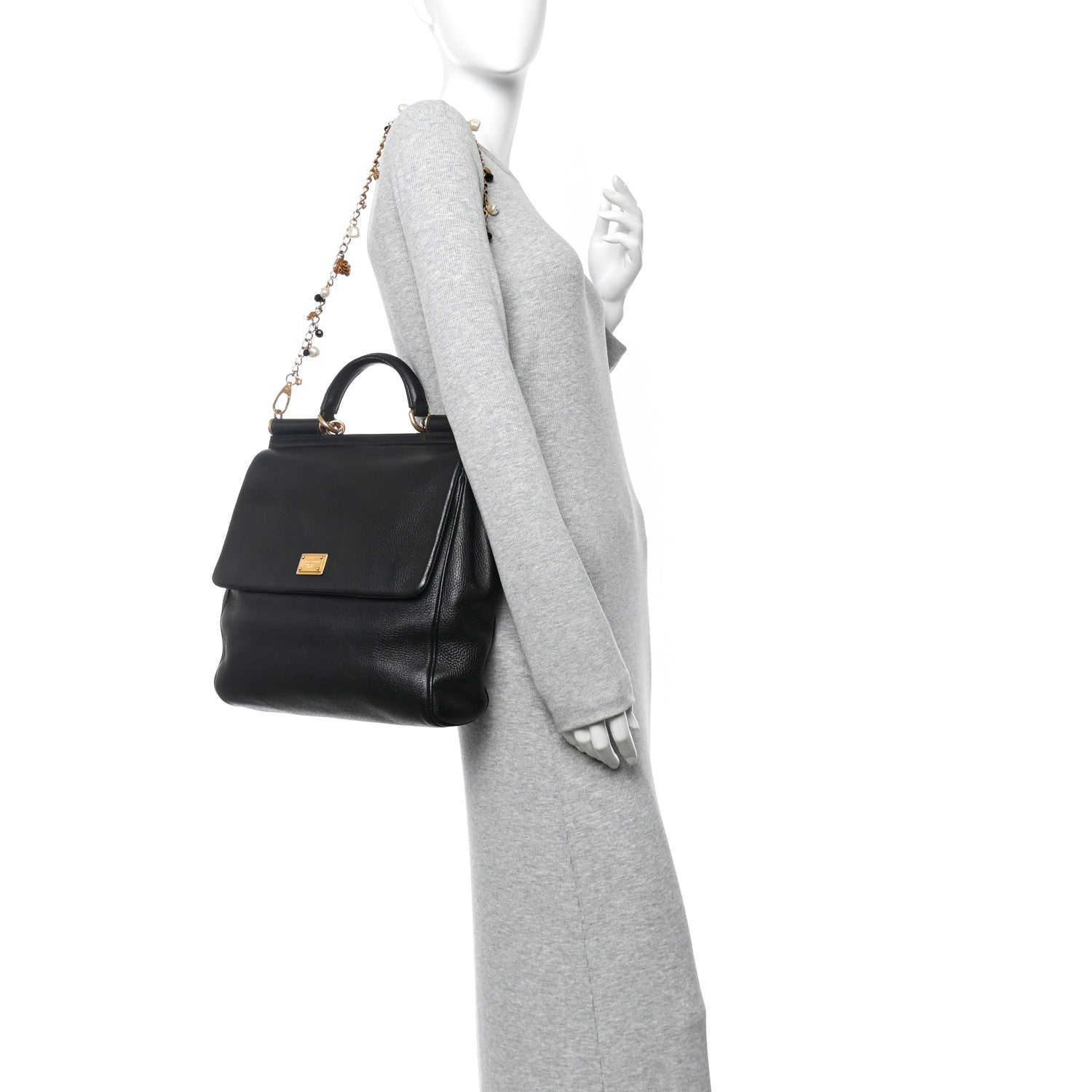 Dolce & Gabbana Deerskin Cervo Large Miss Sicily Satchel Black 3 of 17